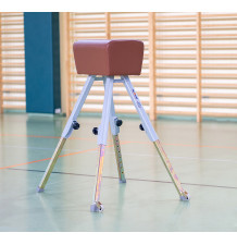 Height adjustable vaulting buck with certificate