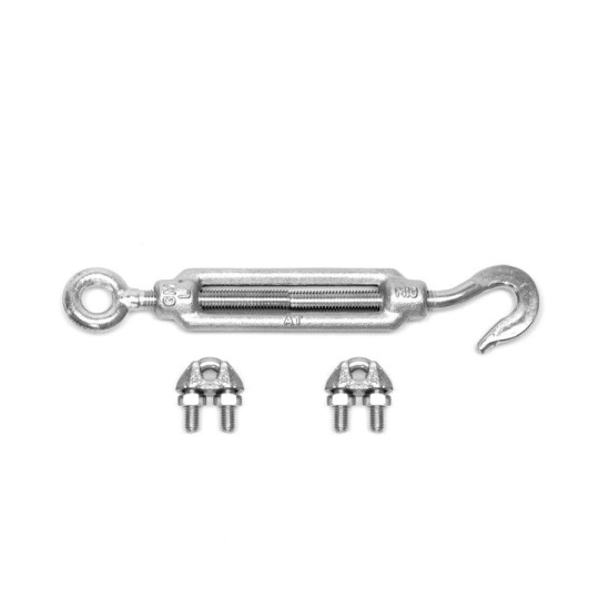 Śruba rzymska z kompletem zacisków do liny piłkochwytu