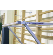 Foldable gymnastic bar attached to a gymnastic ladder